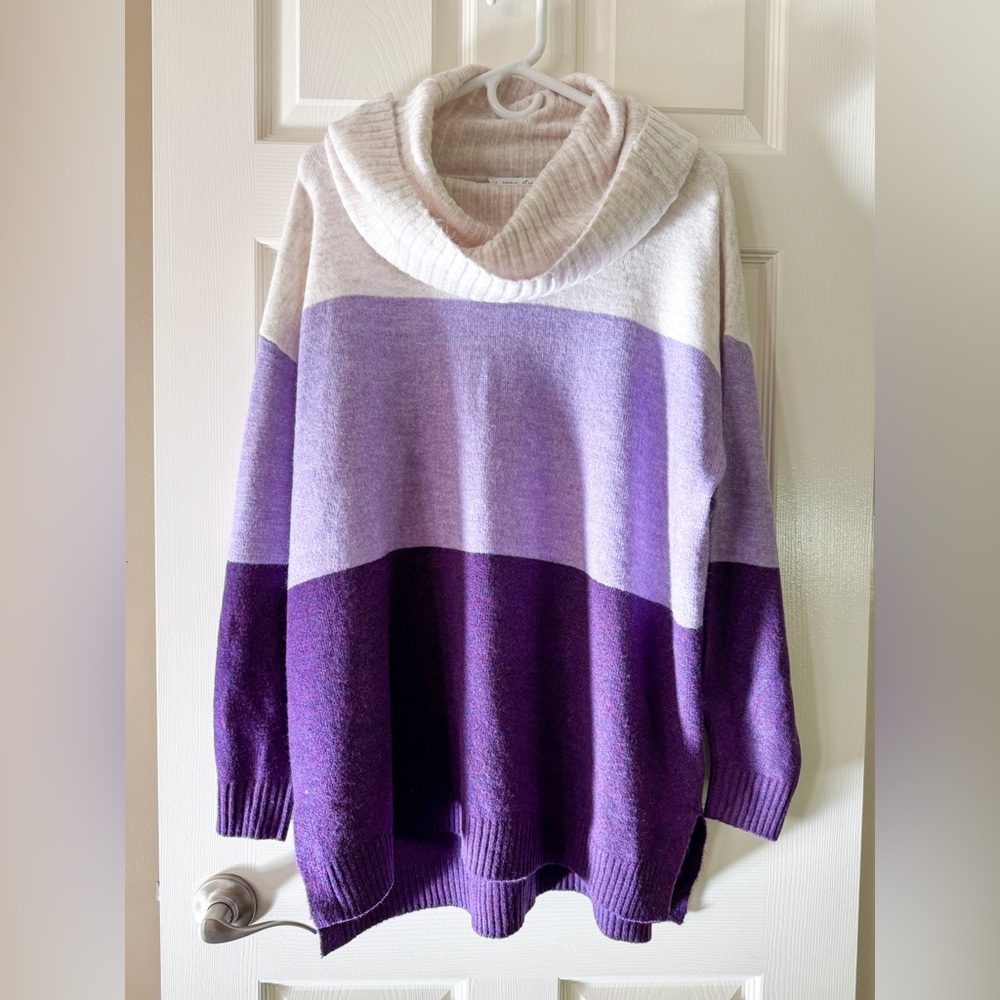 In Every Story Bright Luxury Colorblock Turtleneck Sweater Plus Size X